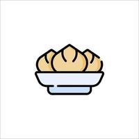 A bowl of dumplings in a white bowl vector
