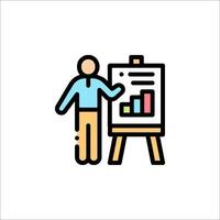 Businessman on a whiteboard with a chart on it vector
