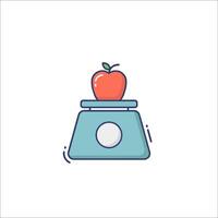 An apple on a scale icon vector