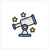 A telescope icon with stars around it vector