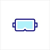 A blue and white goggles icon on a white background vector