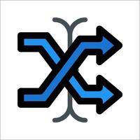 A blue arrow pointing to the left and right vector