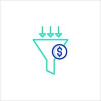 A funnel with a dollar sign and arrows vector