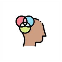 A person's head with three different colored circles in it vector