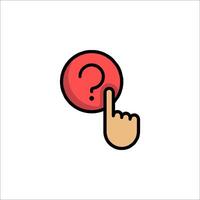 A hand pointing to a question mark icon vector