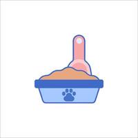 A cat food bowl with a spoon and a cat paw vector