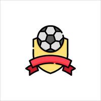 A soccer ball with a ribbon on top of a shield vector