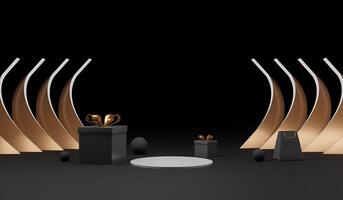 Empty product model, podium for displaying products with gift boxes, product podium background, 3D illustration photo