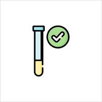 A test tube with a tick and a green check mark vector