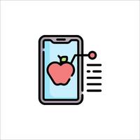 An apple is on the screen of a phone vector