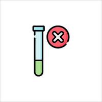 A test tube with a red cross on it vector