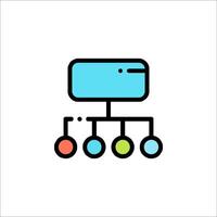 A flat icon of a computer with four different colored dots vector