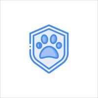 A blue paw print on a shield with a blue border vector