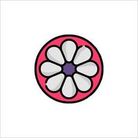 A flower icon in a circle with a pink center vector