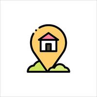 A house icon with a map pointer vector