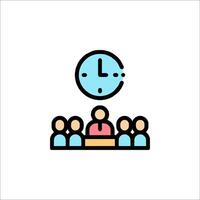 A meeting with people in front of a clock vector