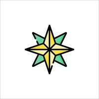 A star with a green and yellow color scheme vector