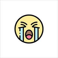 A crying emoticion with a face and a mouth vector