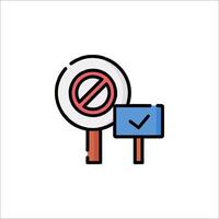 A no sign and a check mark icon vector