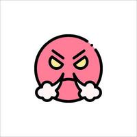 A pink emoticon with an angry face vector