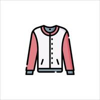 A white and pink jacket icon vector