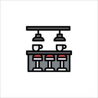 A bar with two stools and a coffee machine vector