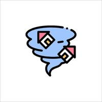 A tornado with two houses on it vector