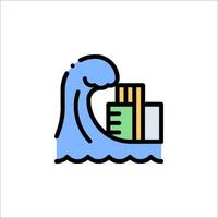 A wave with a building on it vector