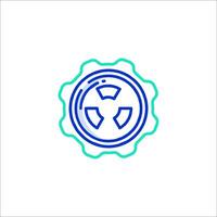 A blue and green icon of a clock vector