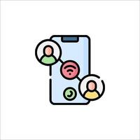 A phone with a wifi icon and people on it vector