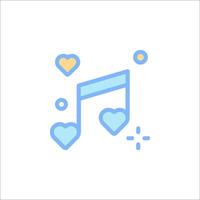 A music note with hearts and notes vector