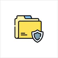 File folder icon with shield illustration vector