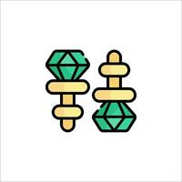 Two earrings with green gems on them vector