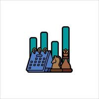 A calendar with a chess piece and a clock vector