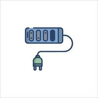 A blue and green plug connected to a power strip vector
