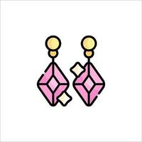 A pair of pink earrings with diamonds on them vector