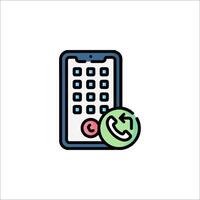A phone with a call button and a phone icon vector