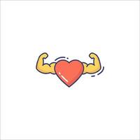 A heart with a muscle arm on it vector