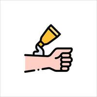 Hand with cream and a tube of cream vector