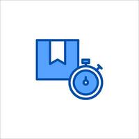 A blue icon of a clock and a book vector