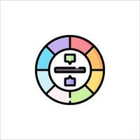 A colorful icon of a wheel with a circle inside vector