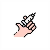 A hand holding a syringe and a needle vector