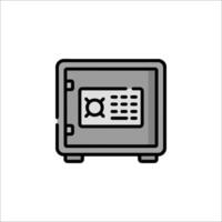A black and white image of a safe box vector