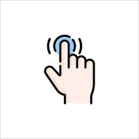 A hand pressing a button on a white background vector
