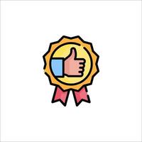 A thumbs up icon with a ribbon around it vector