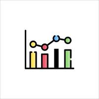 A graph bar icon with colorful lines vector