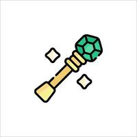 A green and gold wand with a diamond on it vector