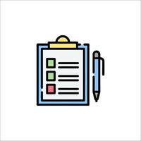 A clipboard with a pen and check list icon vector