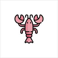A pink lobster icon on a white background vector