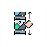 A hand pointing to a photo on a phone vector